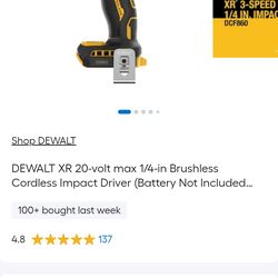 Dewalt20v  1/4  3 speed impact driver