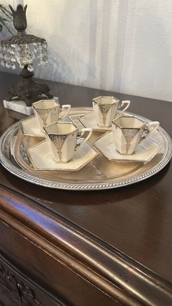 Lenox sterling silver detail espresso cups