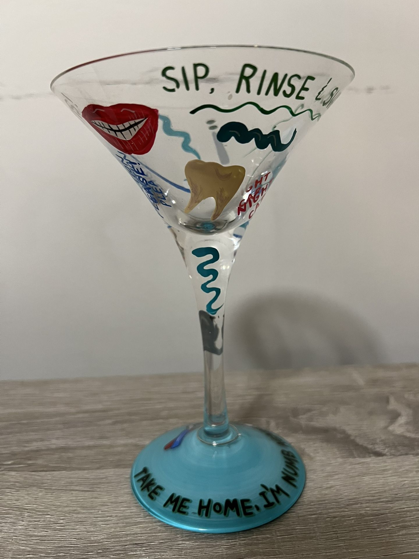 Lolita HandPainted Love My Martini Dentist-tini Dentist Glass