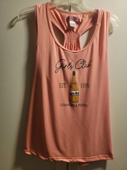 Pink, graphic racerback tank top featuring a "Girls Club" champagne bottle design size 3XL