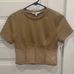 Women’s Ribbed Corset Seam Top, Large