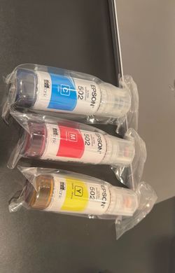 New Genuine Epson 502 Ink Bottles (Cyan, Magenta, Yellow) - Sealed