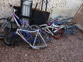 Lot of Used Bicycles and Bike Frames