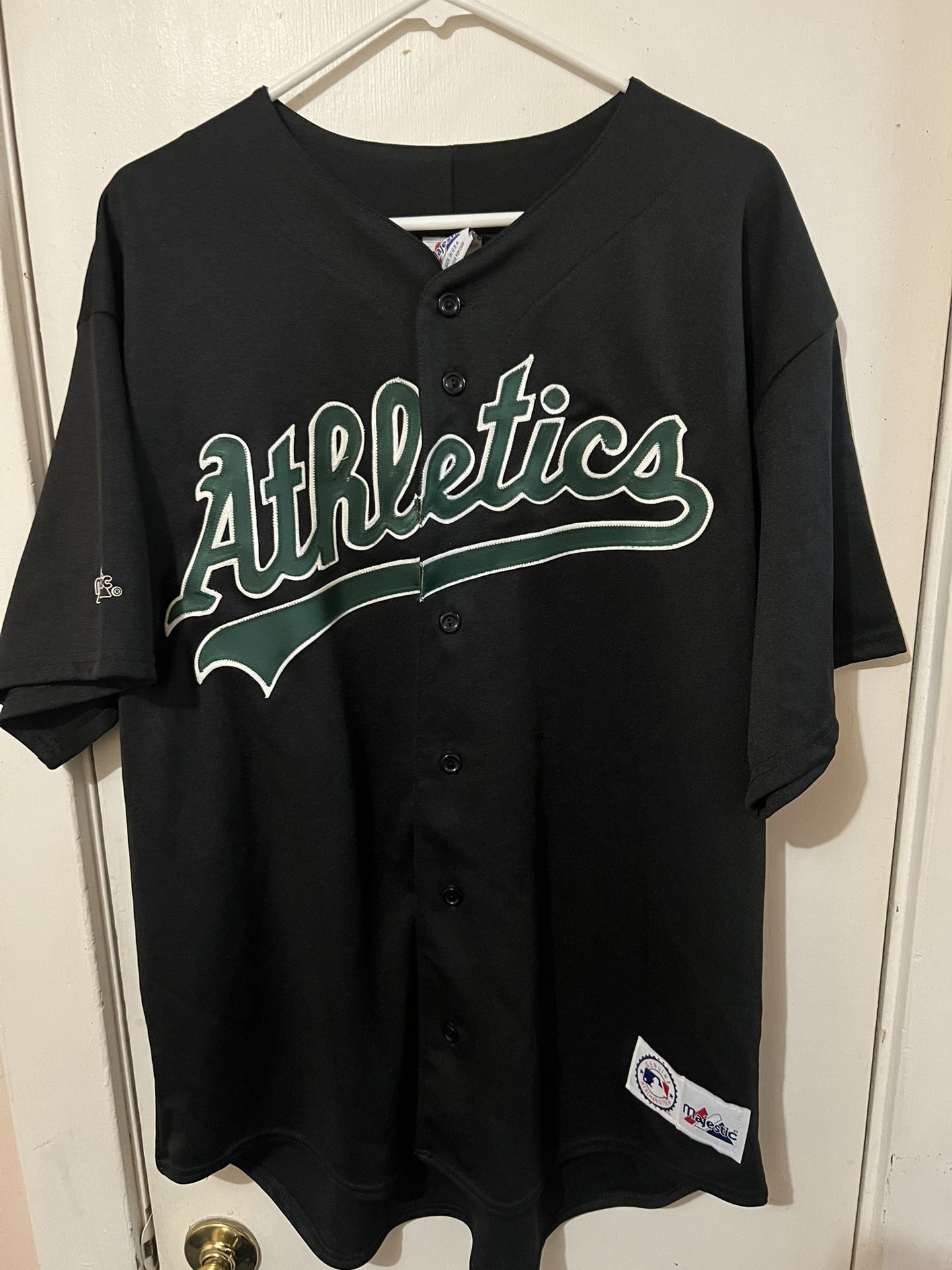 Majestic Athletics black baseball jersey