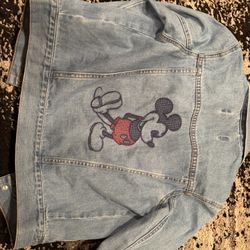 Gap Kids Disney Mickey Mouse Jean Jacket Girls Size Small 6/7 Like New 