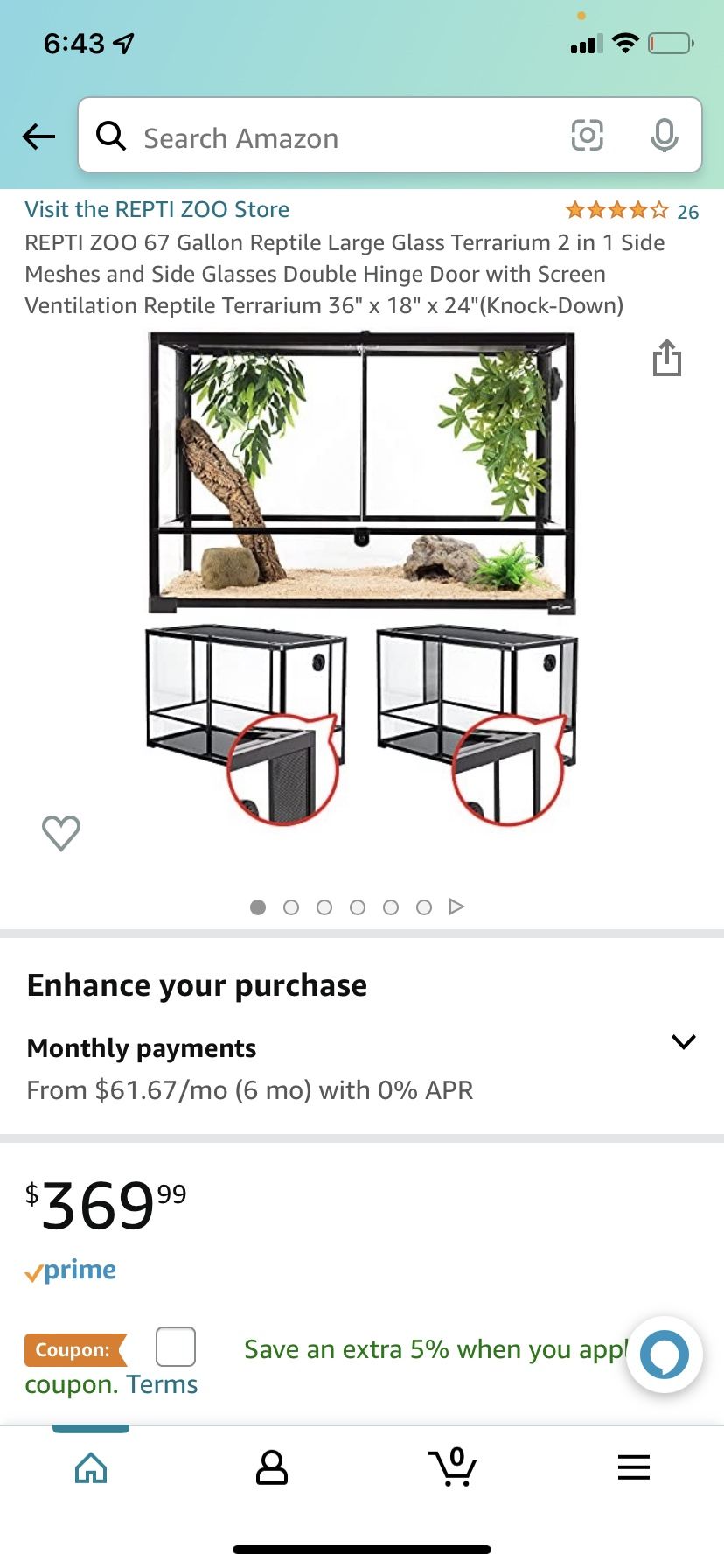 Repti Zoo 67 Gallon Terrarium