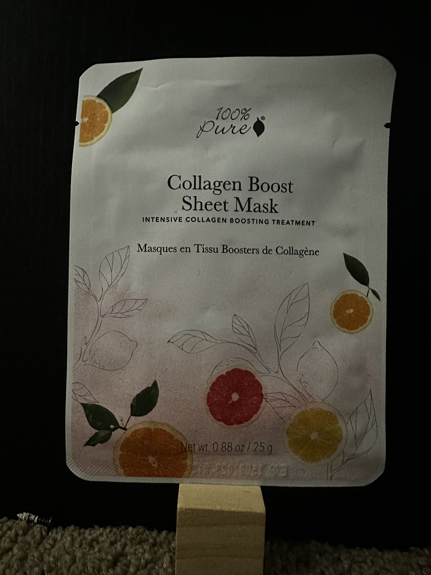 100% Pure Collagen Boost Sheet Mask with Black and White Design