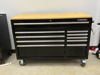 NEW WITH KEYS AND LINERS Shop Husky Modular Tool Storage 52 in. W x 20 in. D Standard Duty Black Mobile Workbench Cabinet
