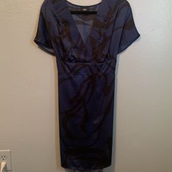 L Woman Dress W Bow Back And Blue Nice for any Ocation
