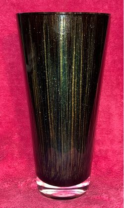 Gold Glitter Glass 12” Tall Vase NEW!