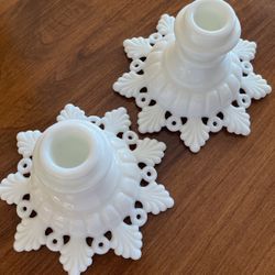 Milk glass Candlestick Holders #1