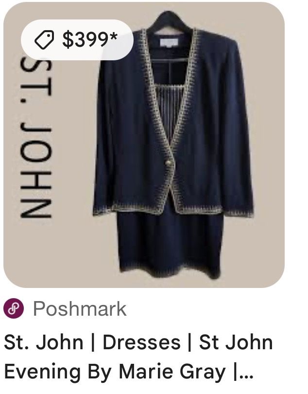 St. John Evening By Marie Gray Size 8 Jacket And St John Basic Dress Size 4