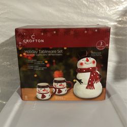 Christmas Snowman Cookie Jar Set