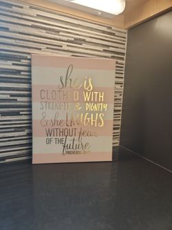 13 x 10 pink & white stripes scripture art