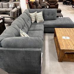 Gray Sectional Sofa With Chaise Color Options Fast Delivery Only $39 down payment 👉 Please ask Jon Green for a discount when you arrive!