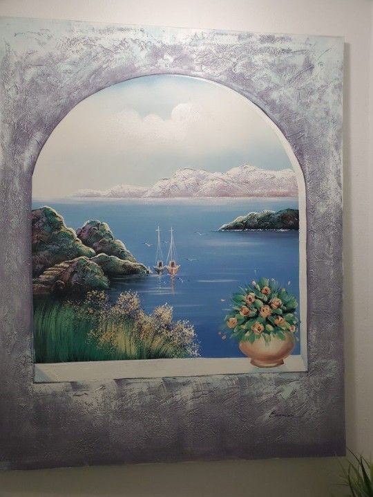 50x40 BEACH OIL PAINTING