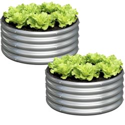 (2 Pack) Galvanized Round Raised Garden Bed