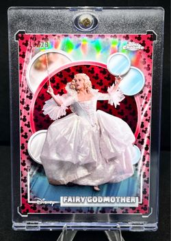 2026 Topps Chrome Disney Fairy Godmother Red Black Mickey Refractor /28 SSP #180 Cinderella