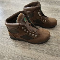 (US 7)Timberland Youth Brown Nubuck / Green Suede 6- Inch Field boots.