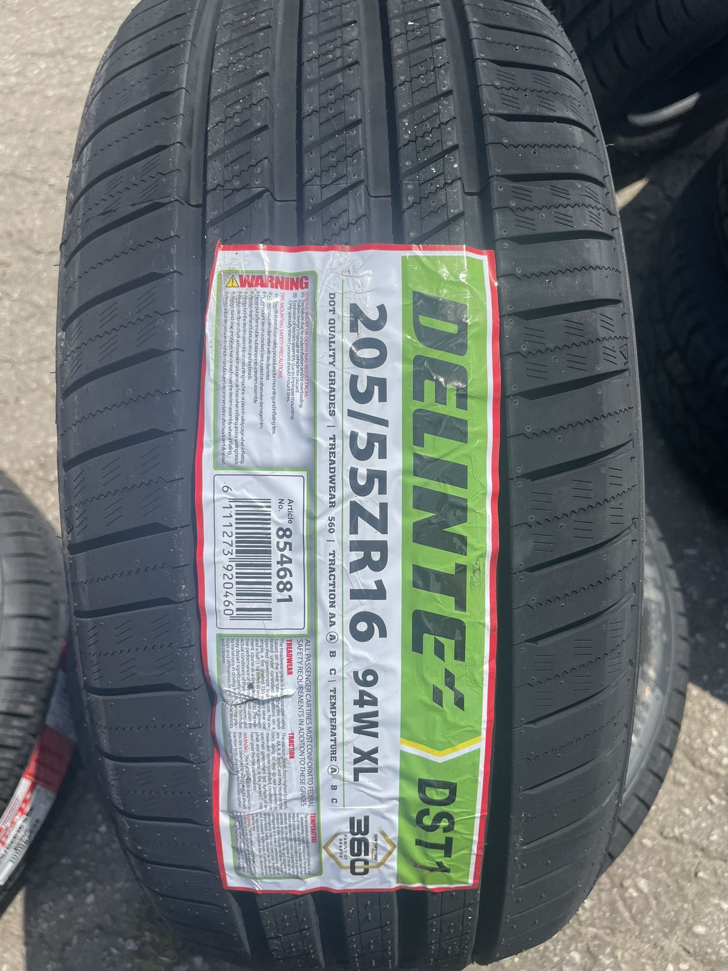 new tires 205/55/16 Delinte tires $90 each tire plus tax 