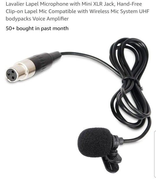 Lapel Clip On Microphone w/ Mini XLR Jack for Wireless Mic System