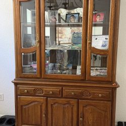 Solid Wood China Cabinet / Hutch – Excellent Condition