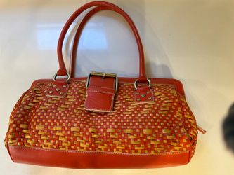 Cynthia Rowley Woven Leather & Straw Purse