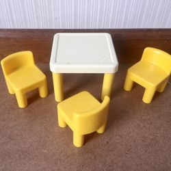 Vintage Little Tikes Dollhouse Table & 3 Chairs