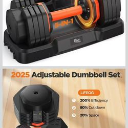 Updated Adjustable Dumbbell Set of 2, 55lbs， new in box