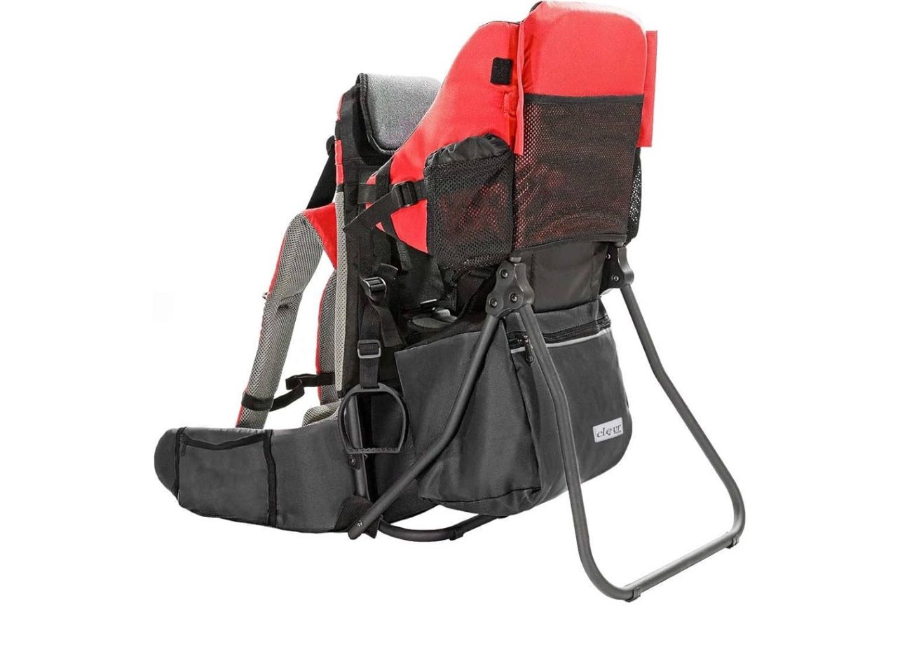 ClevrPlus Cross Country Baby Backpack Carrier, Red, Toddler Hiking Backpack with Comfortable Seat, Adjustable Straps & Belt, Foldable Frame Lightweig