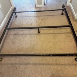 Queen Metal bed frame with box spring and memory foam mattress