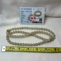 Certified Grade A Jadeite Jade Bead Necklace