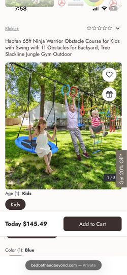 Kids ninja worrier play set obstacle course