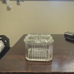 Vintage Federal Glass Vegetable Motif Refrigerator Dish