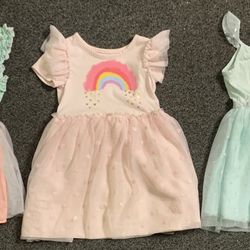 Bundle of 3 girls size 4T summer shimmery tutu dresses - mermaid, rainbow, Little Miss Fancy