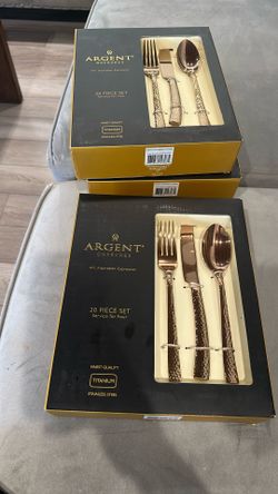 Argent Orfévres Paris Copper 20-piece Hammered Flatware Set 