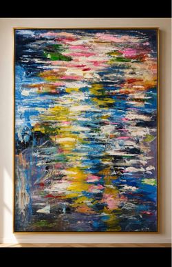 Large Oil Painting with Gold Frame