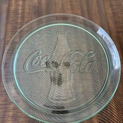 Vintage  13 in. COCA-COLA COKE Green Pebble Glass Serving Tray Platter