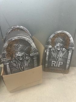 6-Styrofoam Halloween Tombstones