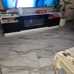  TV Stand With Fire Like Feature In The Middle