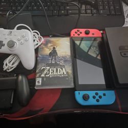 Nintendo Switch RED/BLUE 225GB + Controller + Zelda Breath Of The Wild