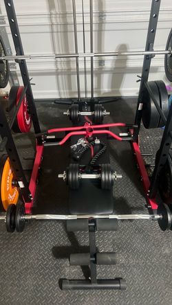 OBO Complete Home Gym – Power Cage, 415lb bar + Bumper Plates, Bench, Dumbbells & More