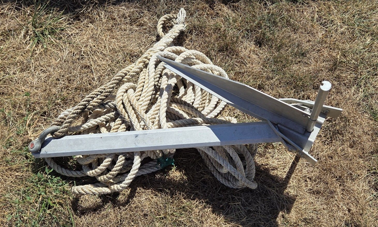 Fortress Marine Anchors - Guardian G-11 (6 lbs Anchor / 23-27' Boats), Silver & 75' of 3 Strand Anchor Line