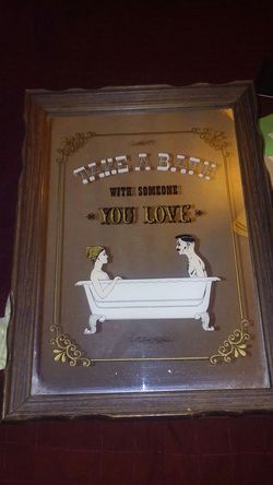 Vintage take a bath with the one you love mirror