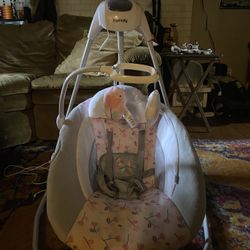 Ingenuity SimpleComfort Lightweight Compact 6-Speed Multi-Direction Baby Swing, Vibrations & Nature