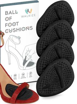Walkize Metatarsal Pads Heel Inserts for Women Ball of Foot Cushions - 2 Pairs - All Day Pain Relief and Comfort One Size Fits Shoe Insoles Beige Foot