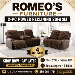 2 peace Recliner, Sofa, and Loveseat Power dark brown