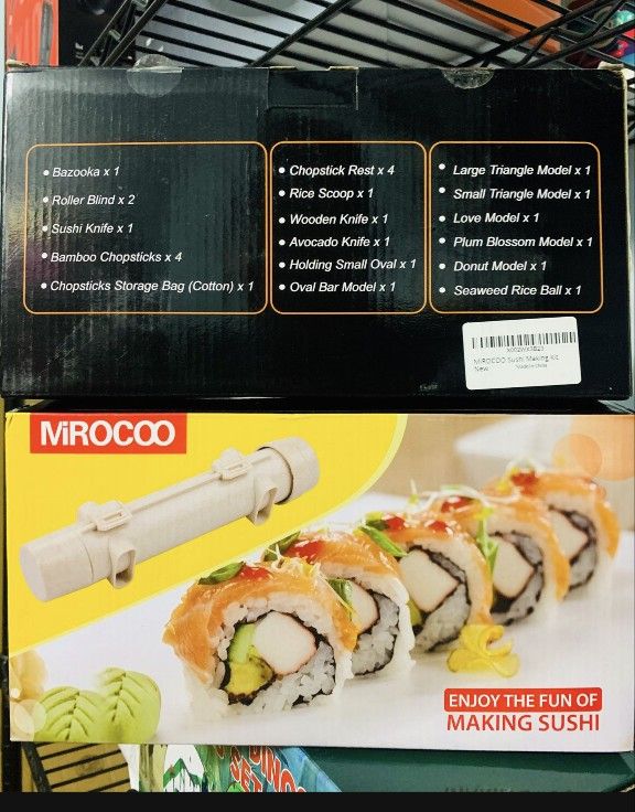❤️$20❤️ Sushi making kit
Bazooka x 1
 Roller Blind x 2 
Sushi Knife x 1 
Bamboo Chopsticks x 4 • 
Chopsticks Storage Bag ( Cotton ) x 1 Chopstick Rest