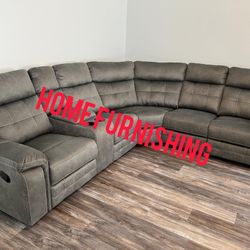 Furniture living room section of fabric recliners