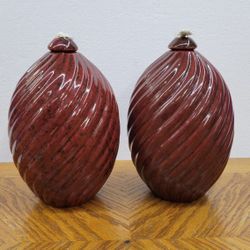 A Pair Of Stoneware Pottery Oil Wick Lamp / Swirl Vase.

New.